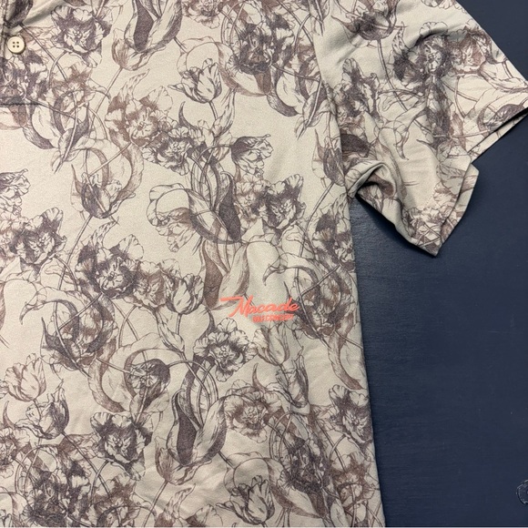 Macade Golf Concept Taylor Flower Beige Camp Polo Shirt Men's Sz L - Picture 2 of 9